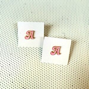 Pink Initial 'A' Enamel Pins